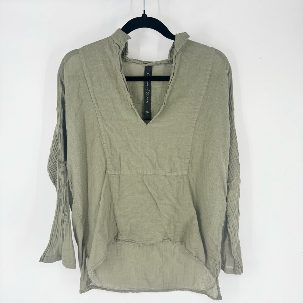 Q House Of Basics V Neck Linen Muslin Organic Hippie Blouse